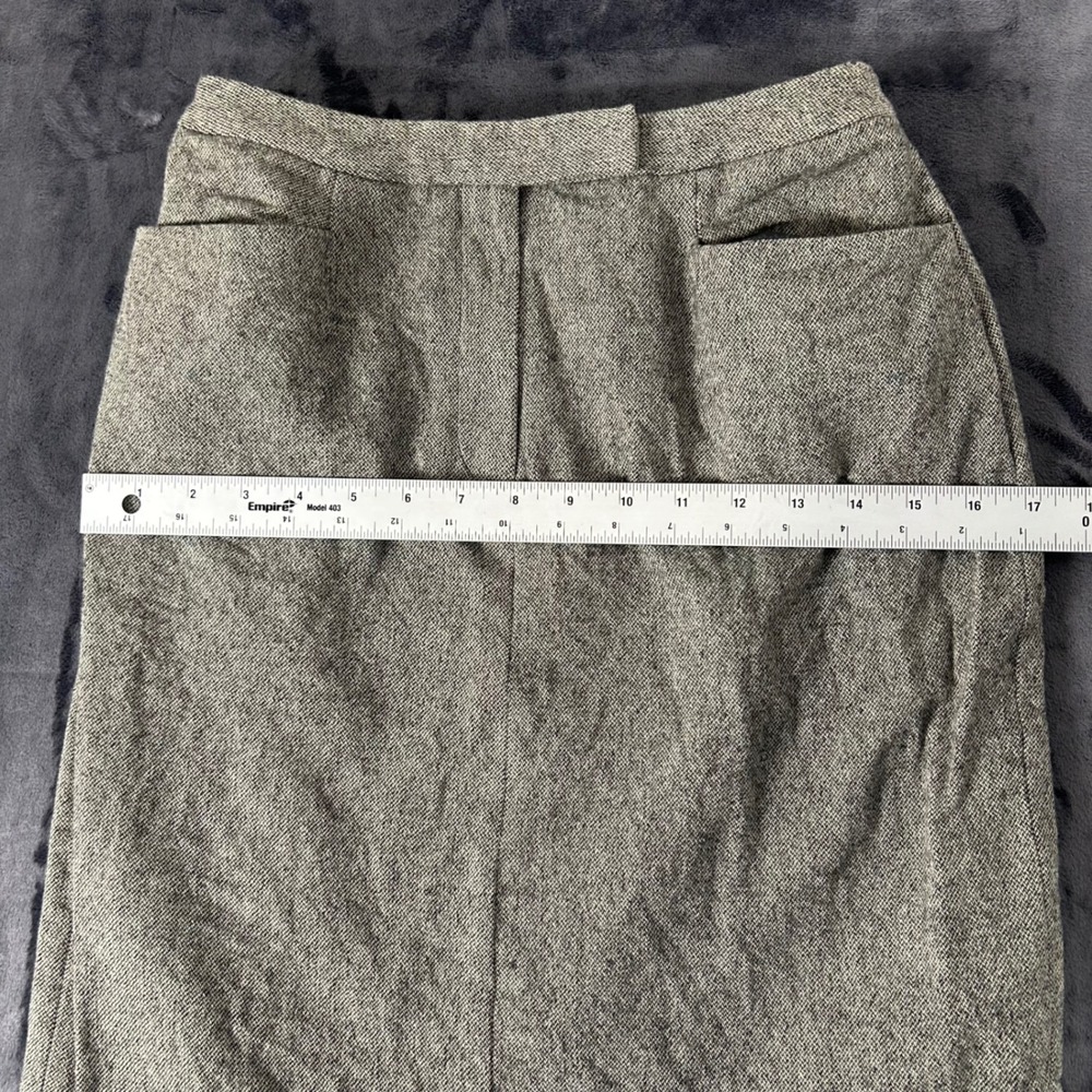 Lauren Ralph Lauren Maxi Skirt Womens 6 Gray Wool Herringbone Pockets Long - Picture 4 of 7
